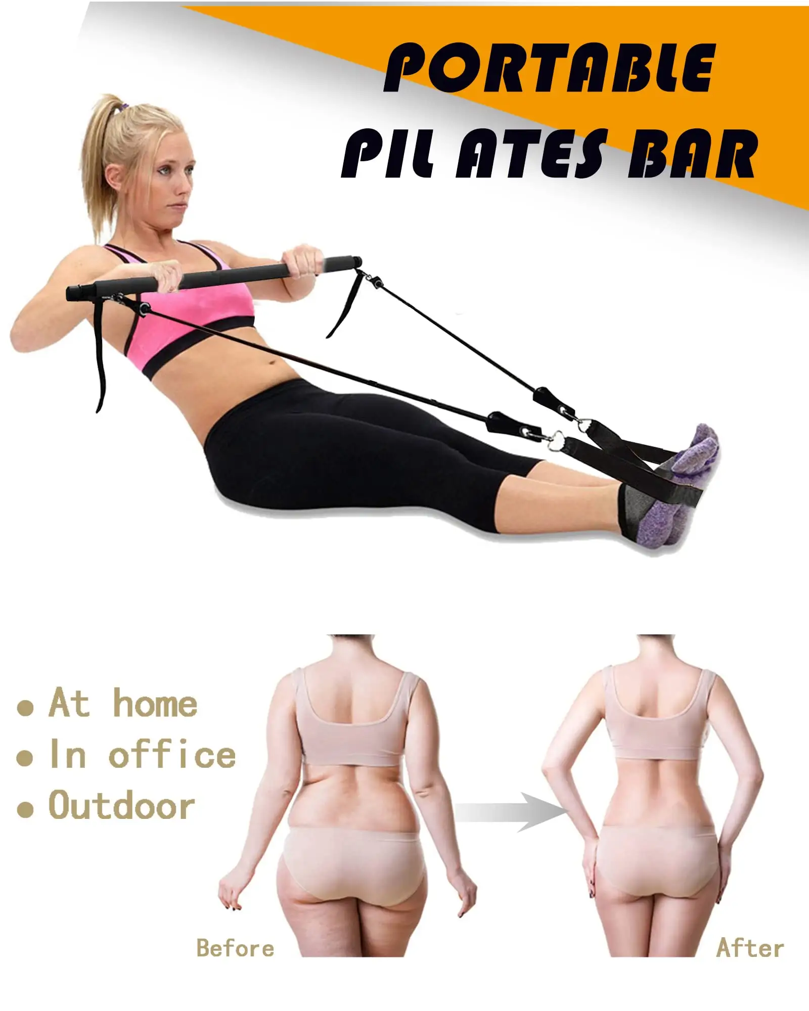 Home Gym Bar Kit Met Weerstand Bands Draagbare Gym Workout Verstelbare Pilates Bar Systeem