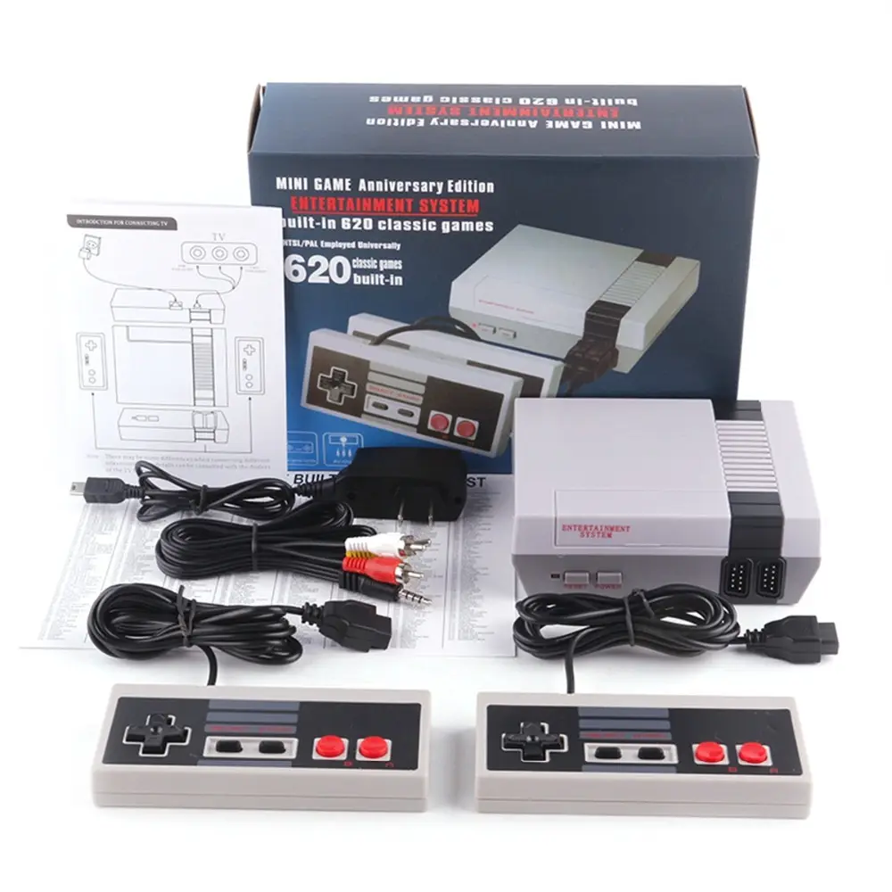 Best 2022 Gift Mini Classic Retro Built 620 Game Av Output Home Video Game 8-bit 620 Video Game Console With Two Controllers