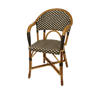 Chaise de loisirs individuelle en bambou, haute qualité, tressée à la main, noir et blanc, pour salle à manger, pelouse, patio, extérieur, hôtel, chambre, mobilier de salon - Product Image 1