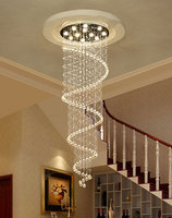 Lustre en chrystal d'escalier en colimaçon de villa suspendue de luxe moderne