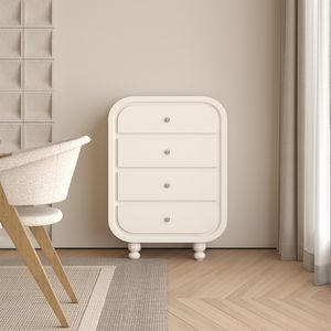 High Quality Modern Farmhouse <b>White</b> Solid Wood Nightstand with Storage <b>Drawer</b> for <b>Bedroom</b> Living Room Apartment - Product Image 4