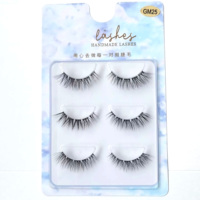 Extensions de cils segmentées HITOMI GM24, fausses cils en vison synthétique DIY, cils naturels noirs avec tige en coton, plateau fait main