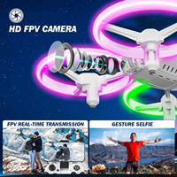 Drone RC DWI Dowellin avec caméra FPV HD 720P pour enfants, jouets sympas, cadeaux pour garçons et filles avec lumière LED, hélice entièrement protégée
