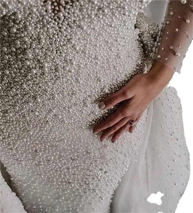 2 in 1 pearl wedding dress