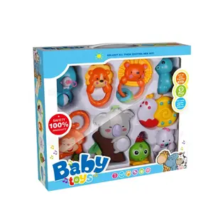 9PCS musik lichter kunststoff spielzeug tier baby rassel