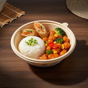 Conteneur alimentaire biodégradable en amidon de maïs écologique de 19,5 cm, boîte à lunch jetable micro-ondable pour la restauration à <span class=keywords><strong>emporter</strong></span> - Product Image 3