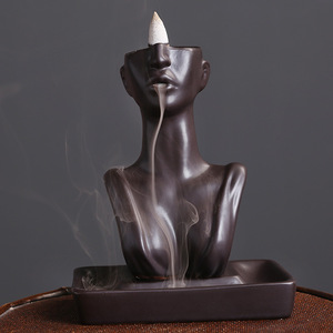 Ceramic European & American Beauty Statue Zen Censer <b>Backflow</b> Design Sandalwood Incense <b>Burner</b> Home Ornament - Product Image 6