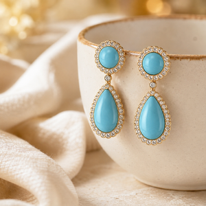 Eleganti Orecchini a Goccia Blu per Donne, Gioielli Scintillanti alla Moda - Product Image 6