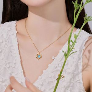 Dylam Charm Mysterious Design Women Sterling Silver Link Chain Gemstone Synthetic <b>Opal</b> Crescent Sun & Moon Pendant <b>Necklaces</b> - Product Image 2