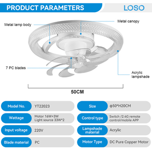 Moderne Simplicité Maison Salle À Manger Dimmable Dc Tout Cuivre Moteur Télécommande 7 Lames Ventilateur Lumière LED Ventilateur De Plafond Avec Lampe - Product Image 4