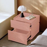 Mesa de Noche de Travertino, Estilo Italiano Retro Moderno Minimalista, Inteligente con Luz, Almacenamiento, Mesa Auxiliar de Madera Maciza para Sala de Estar