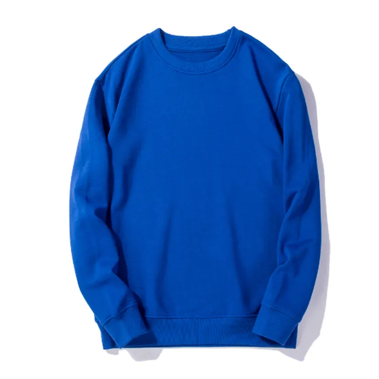 Custom Logo Soft Oversized Thick Winter 500Gsm Biker Crewneck Blue Sweatshirt For Men