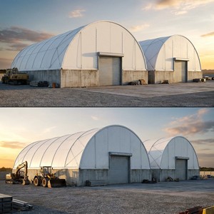 Estructura de Almacenamiento de Tela para Mercancías, 60x120m, Tipo Terminal Portuario, Sin PVC, Certificada Contra Rayos UV, Acero Galvanizado - Product Image 3