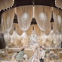 Panneau de rideau personnalisé de luxe vert foncé en spandex avec franges pour fond de scène de mariage, draperies de scène, décoration d'événements