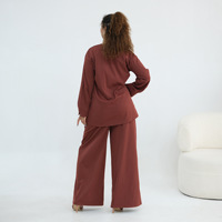 Ensemble haut et pantalon décontracté Yibaoli Factory Supply, coupe ample, 4 couleurs, manches longues, viscose effet coton, pantalon large