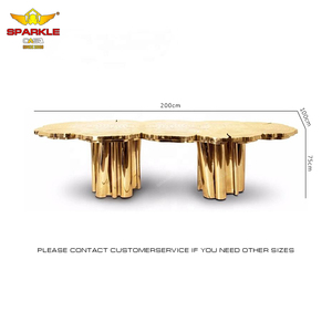 Tùy Chỉnh Vàng Thép Không Gỉ Bàn Ăn Thanh Lịch Log Vòng Mô Hình Hiện Đại Cho Khách Sạn Gia Đình Bên Biệt Thự Sử Dụng Sang Trọng Dài Bảng - Product Image 2