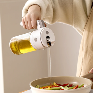 Distributeur d'huile 2-en-1 de 550 ml avec pulvérisateur pour la cuisine – Bouteille en verre pour huile et vaporisateur – Gadgets de cuisine - Product Image 4