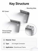 Accessoire de serre : Support d'angle droit à 90 degrés en métal pour renforcement de la structure de serre