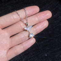 Collier Moissanite en argent sterling S925 haut de gamme Original Cross-Border Mini Shell Pearl Butterfly Design Versatile Luxury