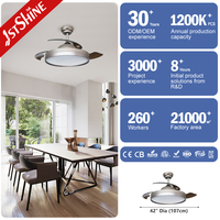 Ventilateur de plafond 1stshine de 42 pouces avec télécommande, lames rétractables de qualité supérieure, éclairage LED intégré, vente en gros