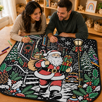 Couverture de coloriage DIY Noël Père Noël, lavable et réutilisable, pour peinture personnalisée en famille, idéale pour les fêtes de Noël
