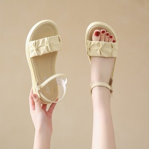 Sandalias de Plataforma con Suela Gruesa para Mujer, Verano 2025, Nuevas, con Suela Suave, Estilo Hada, Famosas en Internet, Suela de PVC, Forro de Microfibra, con Hebilla - Product Image 3