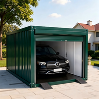SKYLINE Garage extérieur moderne en conteneur détachable avec porte à volet roulant, abri de voiture modulaire préfabriqué pour le stockage et le stationnement