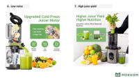 Extracteur de jus de fruits et légumes électrique, presse à froid, presse-agrumes lent commercial JS2304-13