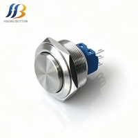 Bouton poussoir électronique plat en acier inoxydable et aluminium de 30 mm, étanche IP65, 6 broches, non éclairé, 110 V CA, 1NO1NC SPST, pour usage domestique