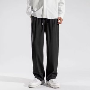 Vendita calda Plus Size pantaloni Casual elasticizzati in seta di ghiaccio larghi pantaloni sottili e traspiranti da uomo - Product Image 3