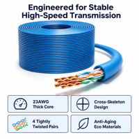 Produsen Terpercaya Kabel Ethernet Terproteksi 10Gbps Cat6a S/FTP CCA 4 Pasang RJ45 untuk Router WiFi 7 Kota Pintar
