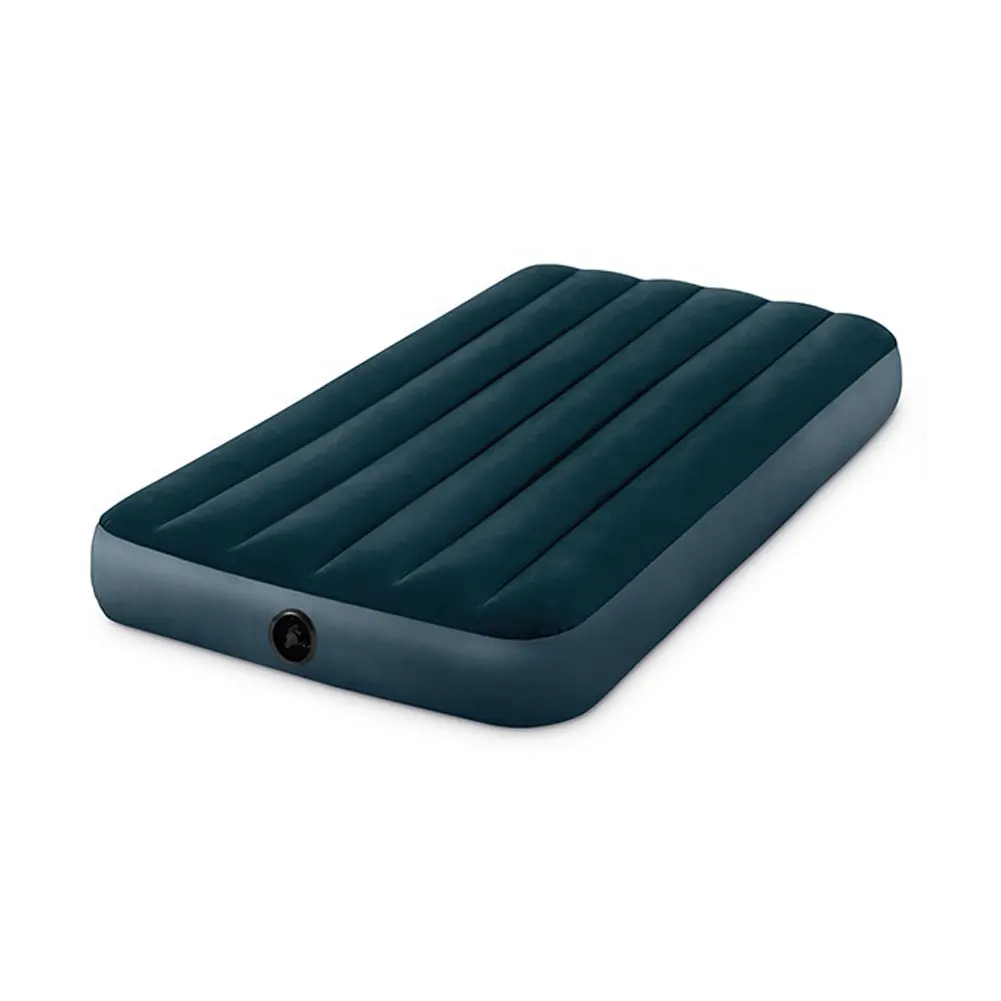Intex 64732 Custom Comfy Flocking PVC Inflatable Air Mattresses Bed Midnight Green Downy Airbed