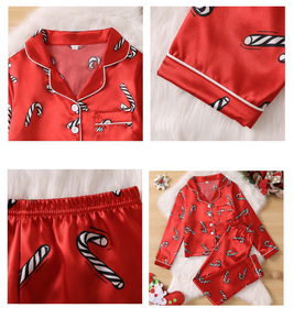 Conjunto de Pijamas de Natal em Cetim para Família, Pijamas de Natal com Estampa, Camisa de Manga Longa e Calças Longas para Descanso - Product Image 3