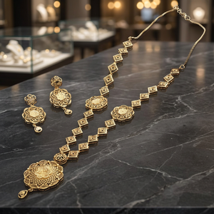 Conjunto de collares largos, joyería de oro para mujer, joyería de oro ligero, chapado en oro laminado de cobre y latón - Product Image 2