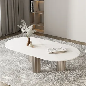 Minimalist White Marble Oval Coffee Table rock slab tea table Nordic Modern Coffee table for Home Living Room