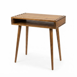 Bureau en bois de pin minimaliste de haute qualité, personnalisable en taille, écologique et durable : bureau pour ordinateur portable pour petits espaces avec rangement - Product Image 1