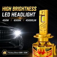 Ampoules de phares LED Lompard D45 haute puissance 450W 45000lm, puce CSP 5080, H4 H7 H11, blanc froid 6500K, sans erreur Canbus, pour voiture
