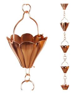 Diseño personalizado de aluminio grande cadena de lluvia canalones jardín agua característica decoración cobre acabado flor balcón piscina planta - Product Image 5