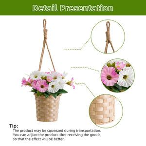 HL-149 חם פלסטיק לבן וורוד תליית פרחים מלאכותיות פרחים במבוק לקישוט באביב חיצוני - Product Image 6