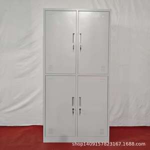 4 Door Metal <b>Locker</b> Cabinet 2 Tier Steel Office <b>Storage</b> Durable Standing Type Rectangle Push Pull Design For Workspace - Product Image 5