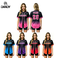 Jersey Baseball Bernapas Cepat Kering Warna Gradasi Pink Oranye Motif Kucing Hutan Berhias Berlian Imitasi dengan Nomor 26 untuk Acara Tim Cheer