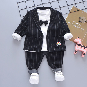 Ensemble de costume trois pièces pour garçons, style britannique, printemps-automne 2020, nouveau, 1-3-4 ans, 2 bébés, motif à carreaux élégant, costume en polyester - Product Image 2