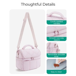 Sacs à lunch isothermes personnalisés avec logo pour femmes, boîte à lunch matelassée mignonne, sacs isothermes légers et rembourrés imperméables pour le travail - Product Image 3