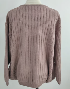 Maglione Pullover da <span class=keywords><strong>Donna</strong></span> Oversize a Spalla Cadente in Maglia a Costine Larga, con Orlo a Costine Larga, Personalizzato ODM di Alta Gamma, Primavera Autunno, 5G 300G - Product Image 5