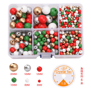 Juego de cuentas de madera Crystal Tec, línea de pesca de 6 m, colores mezclados, forma redonda para hacer joyas - Product Image 1