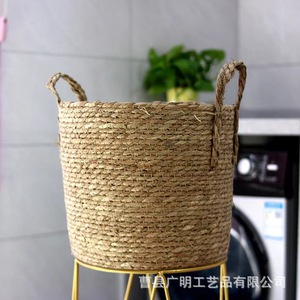 Rattan <b>Storage</b> <b>Basket</b> Round Portable Clothing Organizer For Laundry And Toy <b>Storage</b> - Product Image 4