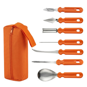 Kit de sculpture de citrouille d'Halloween DIY avec sac de transport, couteau en acier inoxydable, ensemble d'outils de sculpture de citrouille - Product Image 6