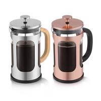Cafetera Francesa con Asa de Bambú, 34 oz, Vidrio de Borosilicato, Acero Inoxidable, Prensa para Café Frío, Sin Plástico, Logotipo Personalizado