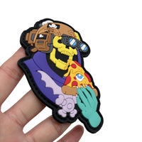 Patch PVC 3D personnalisable Prêt à l'emploi, motif Pizza Skull Night Vision, pour chapeaux tactiques