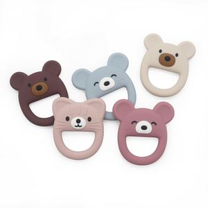 Anneau de dentition personnalisé en silicone en forme d'animal (ours, souris, chat) sans BPA pour bébés et tout-petits, apaise les gencives - Product Image 1